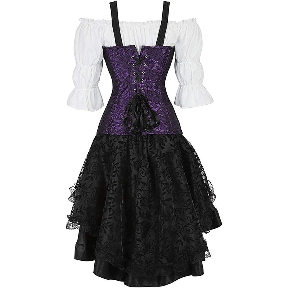Paars korset met blouse, achterkant