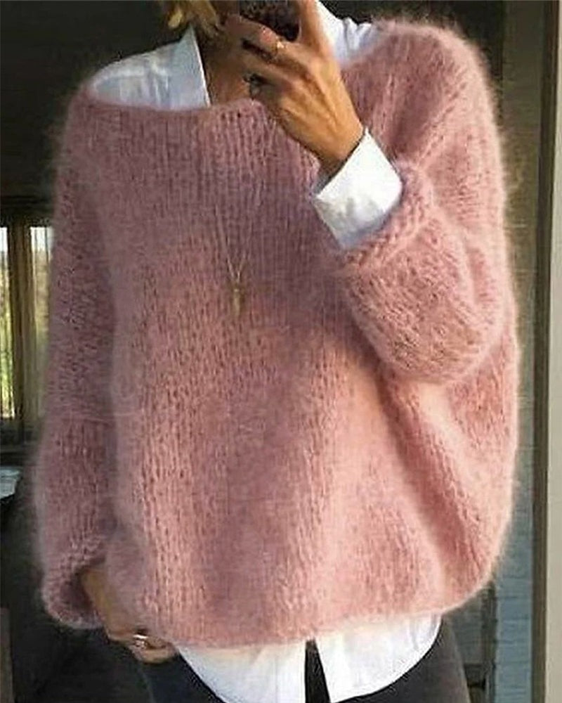 Fluffy Trui Dames | Luchtig Gebreid | Oversized Model | Lange Mouwen-Boutique Moda