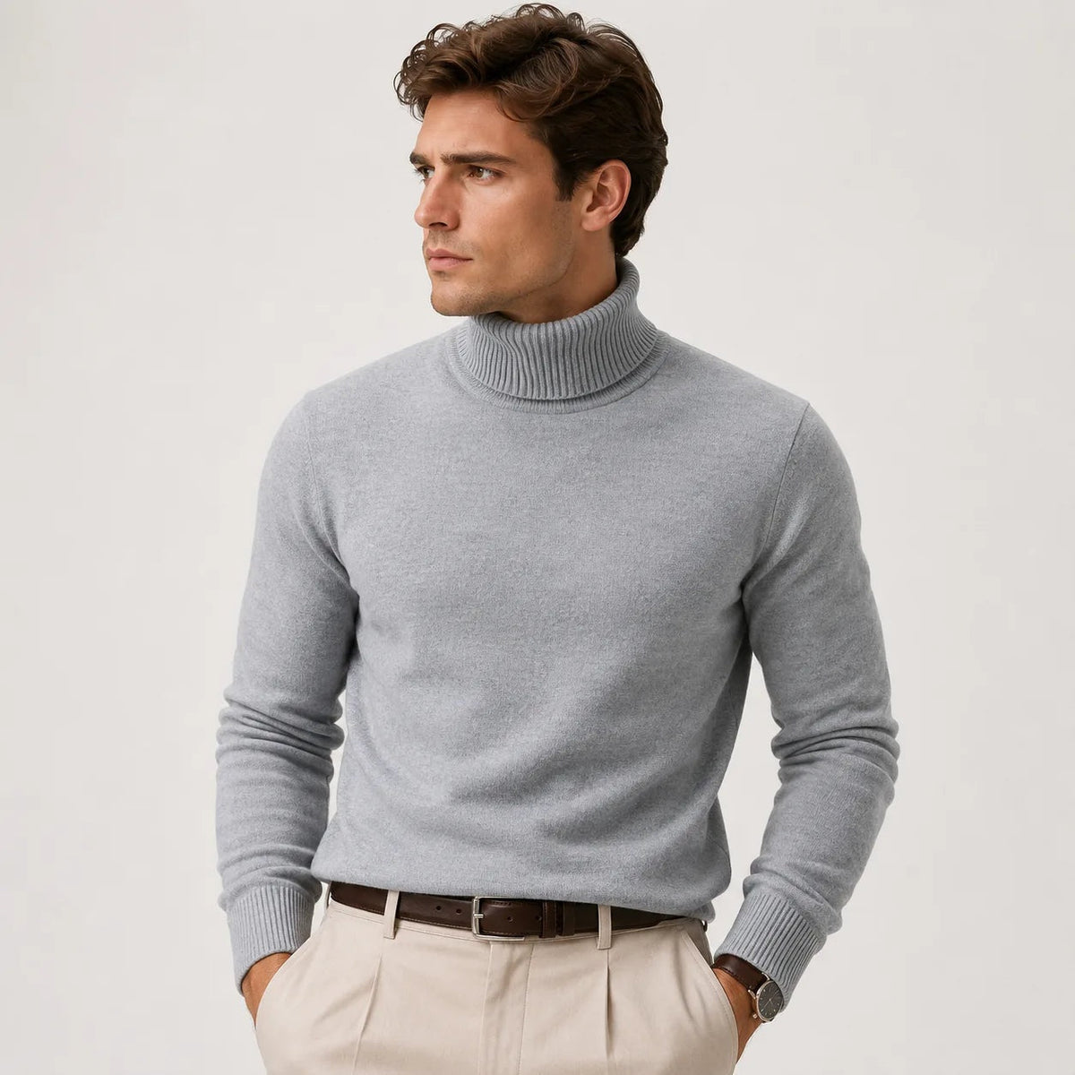Gebreide Coltrui Heren | Geribde Col | Regular Fit | Fijngebreid
