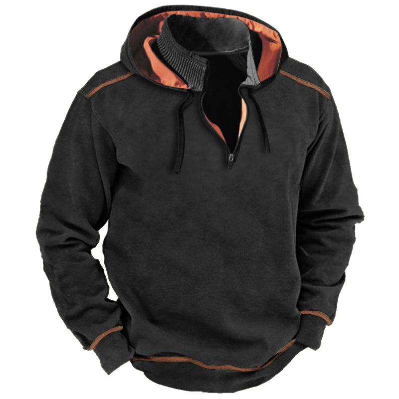 Half Zip Hoodie Heren met Contrastbies | 4 Kleuren