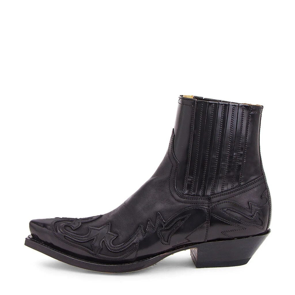 Cowboylaarzen Heren met Korte Schacht | Spitse Neus | Vlamapplicaties | 2 Kleuren