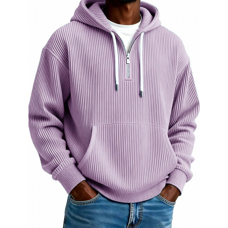 Half Zip Hoodie Heren met Ribstructuur | Hoge Kraag | 10 Kleuren