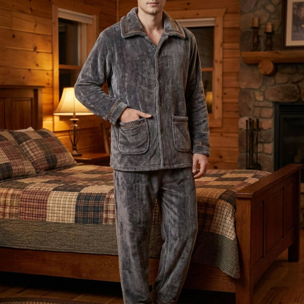 Fleece Pyjama Heren met Kraag | Knoopsluiting | 7 Varianten