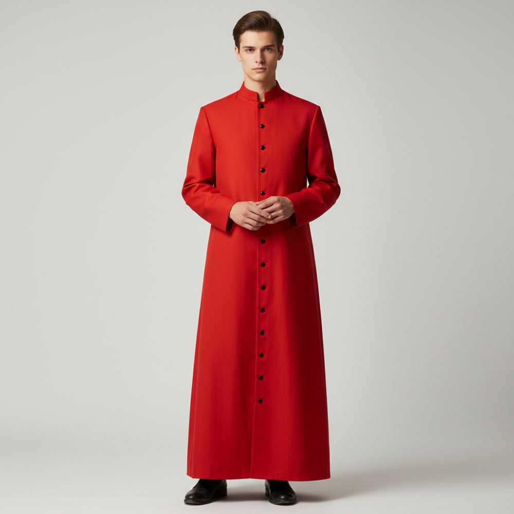 Priester Kostuum Heren | Soutane | Opstaande Kraag | Knoopsluiting