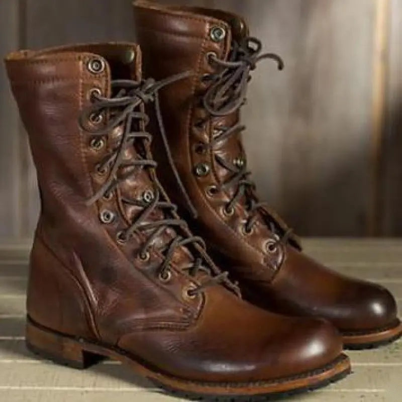 Gevoerde Veterboots Dames | Leer | Winterlaarzen | Bruin