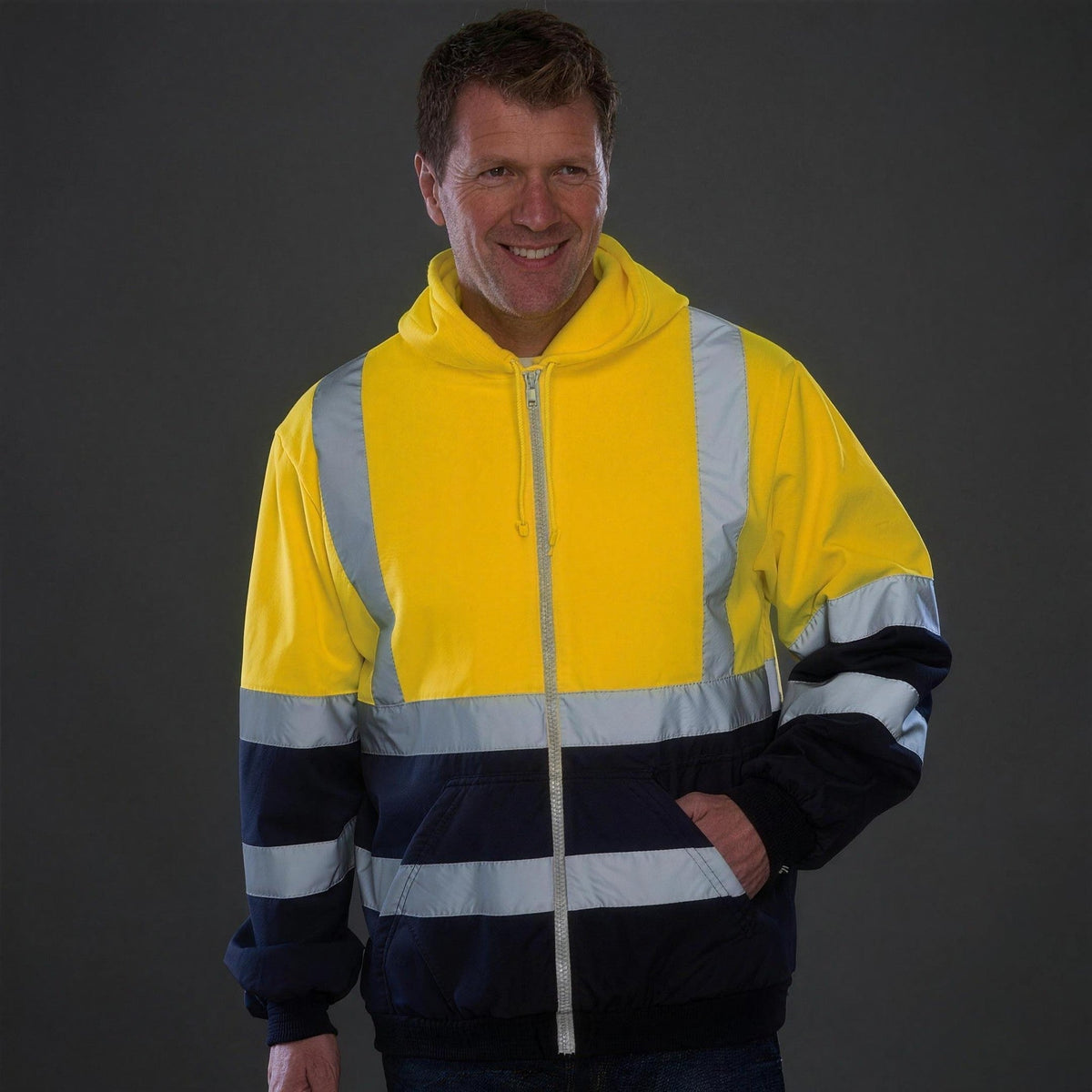 Hoodie met Rits Heren | Reflecterende Strepen | Capuchon