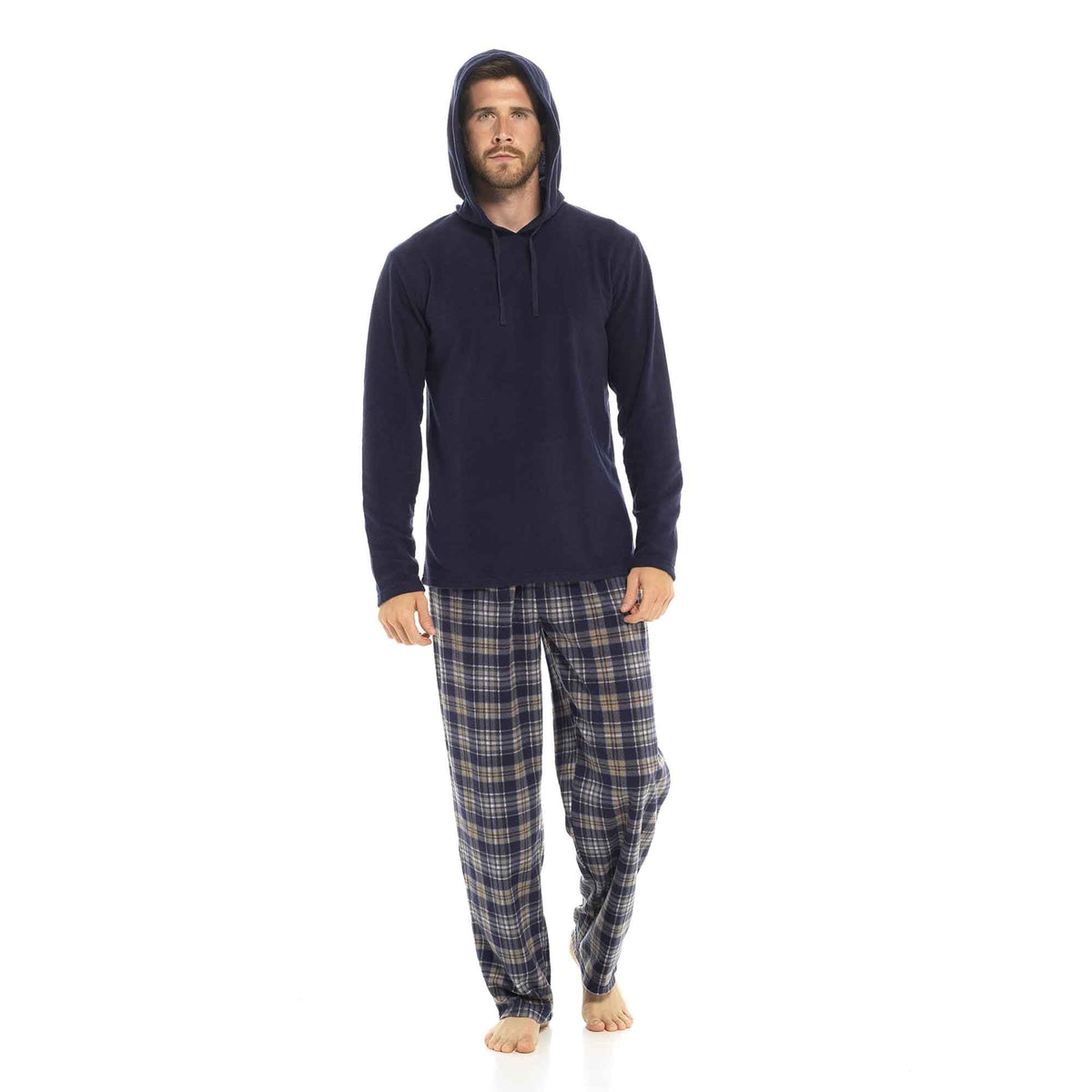 Fleece Pyjama Heren met Capuchon | Geruite Broek | 2 Kleuren