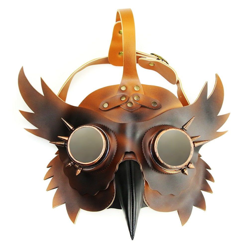 Uil Pestdokter Masker | Steampunk | Kunstleer | Brillenogen | Bruin