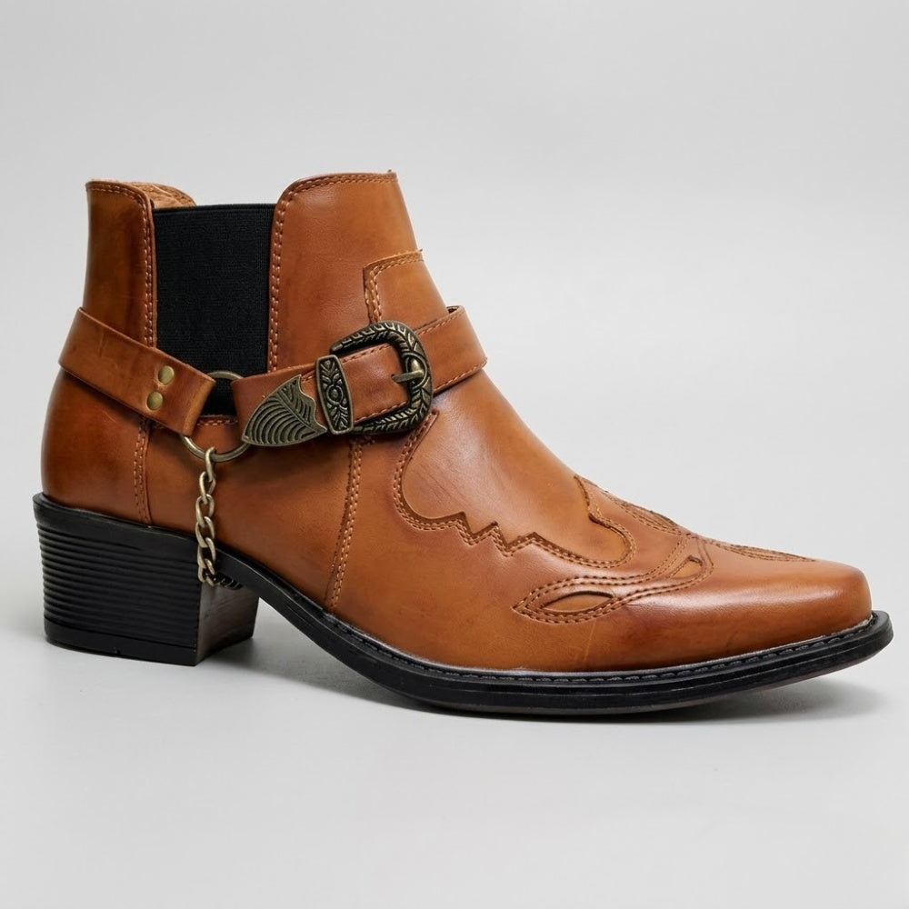 Cowboylaarzen Heren met Gesp en Ketting | Spitse Neus | 3 Kleuren