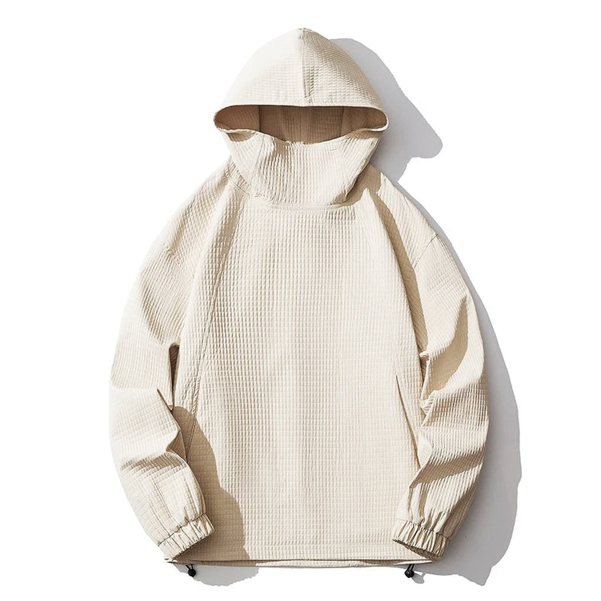 Oversized Hoodie Heren | Wafelstructuur | Hoge Kraag | Koord in de Zoom