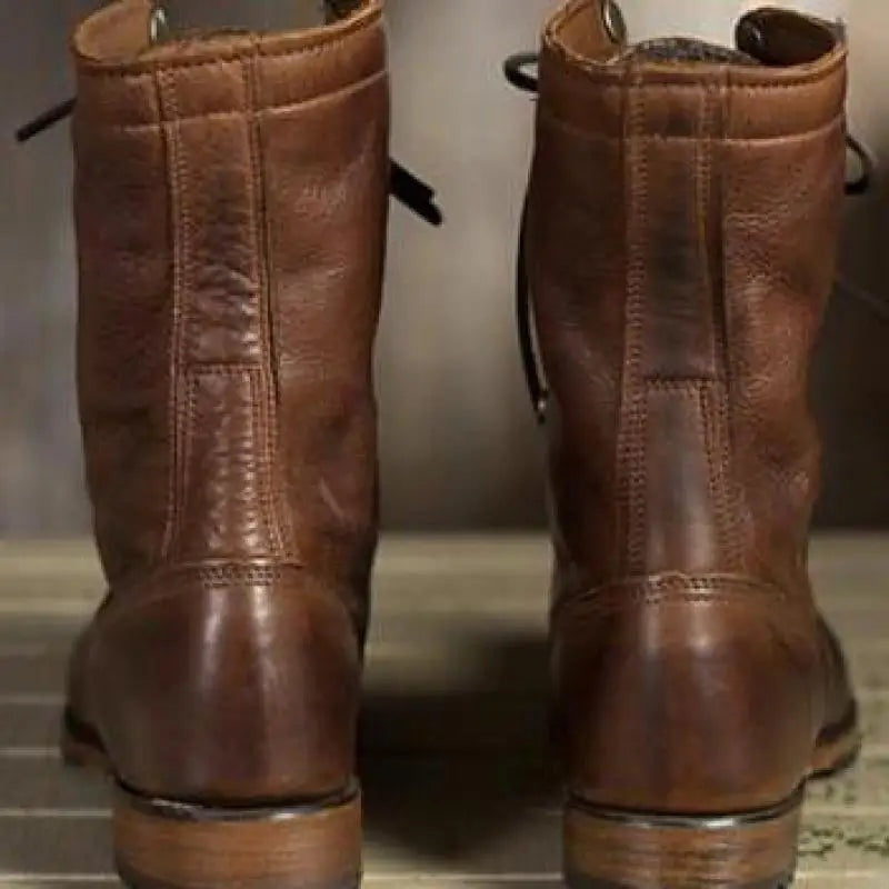 Gevoerde Veterboots Dames | Leer | Winterlaarzen | Bruin