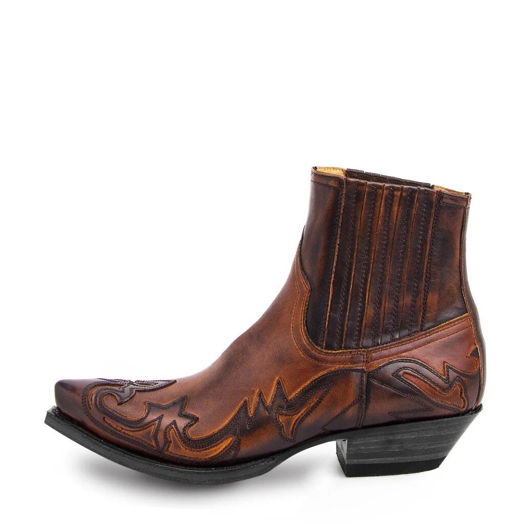 Cowboylaarzen Heren met Korte Schacht | Spitse Neus | Vlamapplicaties | 2 Kleuren