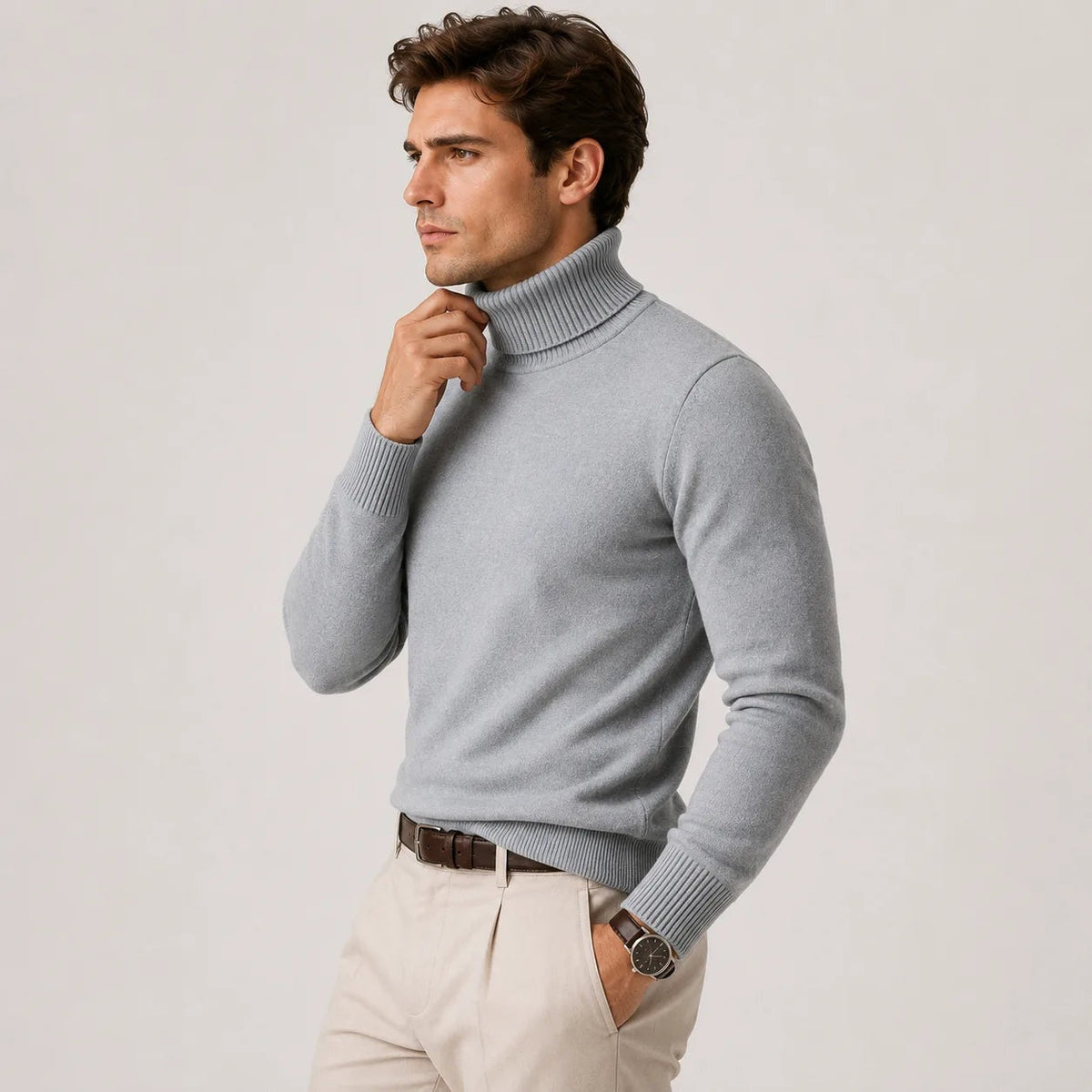 Gebreide Coltrui Heren | Geribde Col | Regular Fit | Fijngebreid