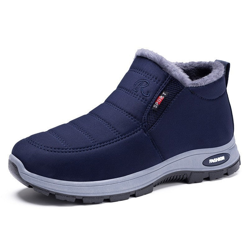 Blauwe instap sneaker met grijze gevoerde voering, vrijstaand productbeeld | Boutique Moda
