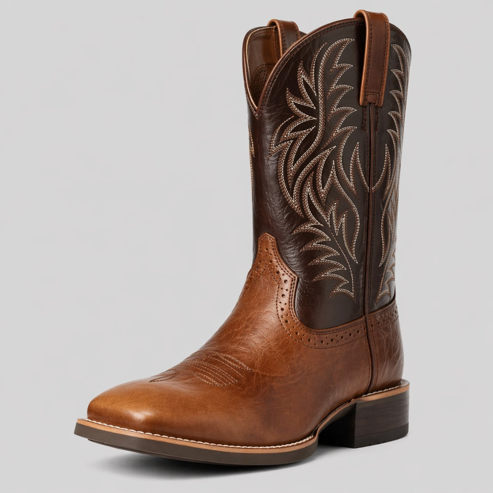 Cowboylaarzen Heren met Hoge Schacht | Vierkante Neus | Siersteken | 2 Kleuren