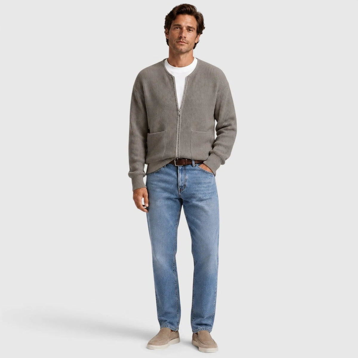 Vest met Rits Heren | Ronde Hals | Ribgebreid | Zakken