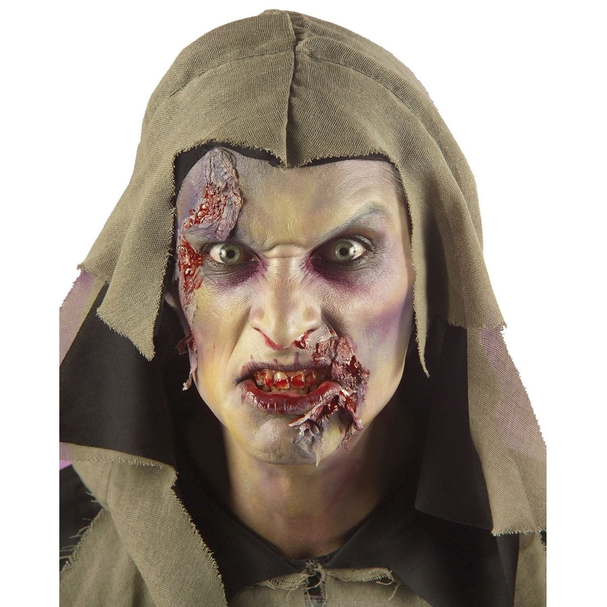 Zombie Gewaad Heren | Capuchon | Holografische Ribbenkast | Riem