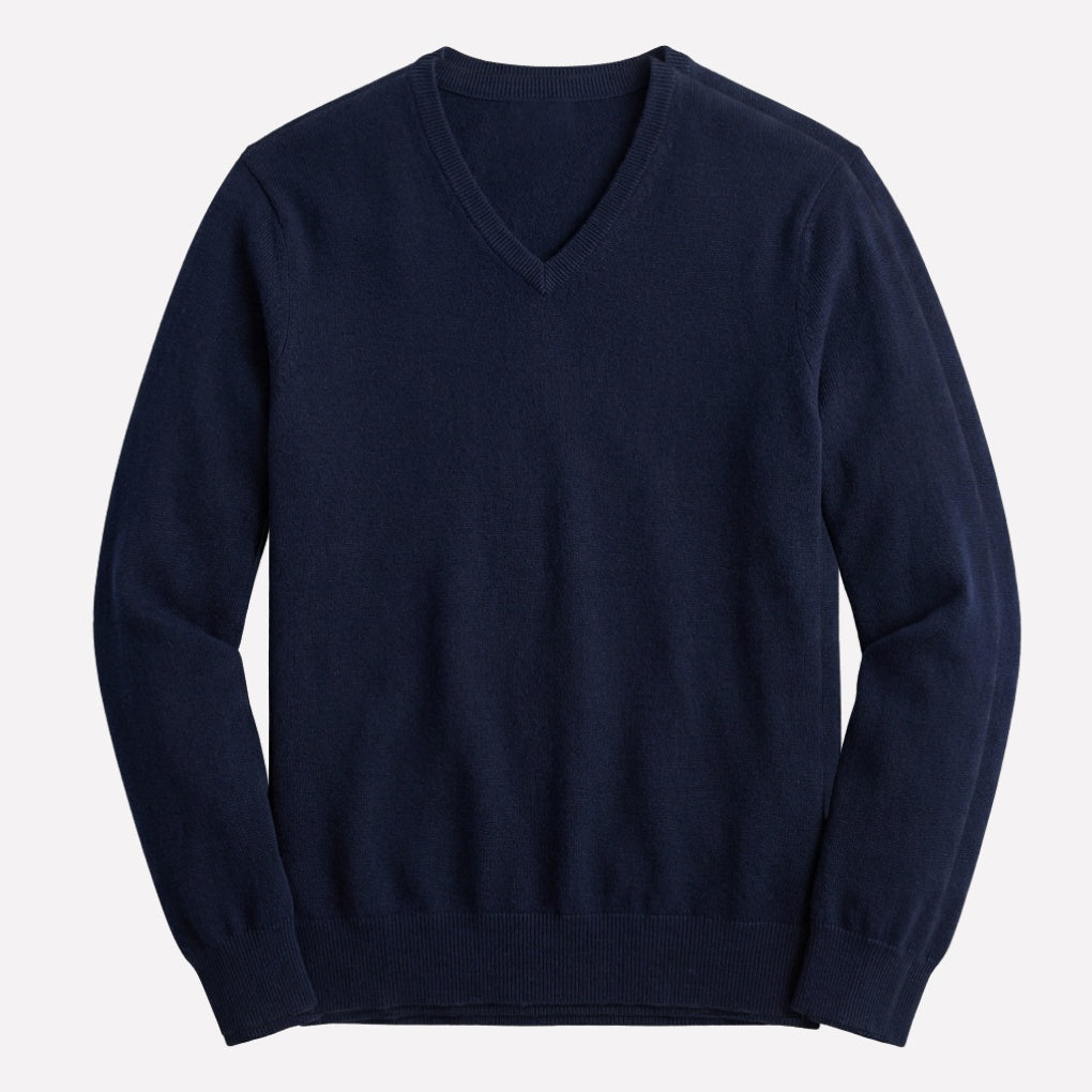 Klassieke Trui Heren | Ronde Hals of V-Hals | Donkerblauw | Fijngebreid