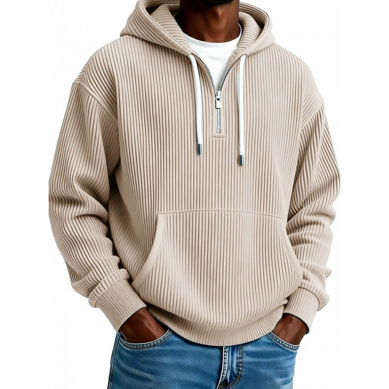 Half Zip Hoodie Heren met Ribstructuur | Hoge Kraag | 10 Kleuren