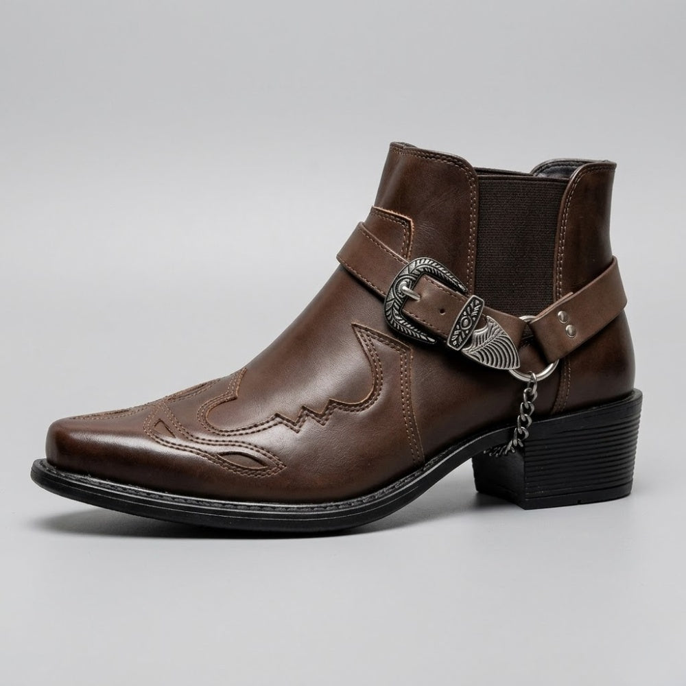 Cowboylaarzen Heren met Gesp en Ketting | Spitse Neus | 3 Kleuren