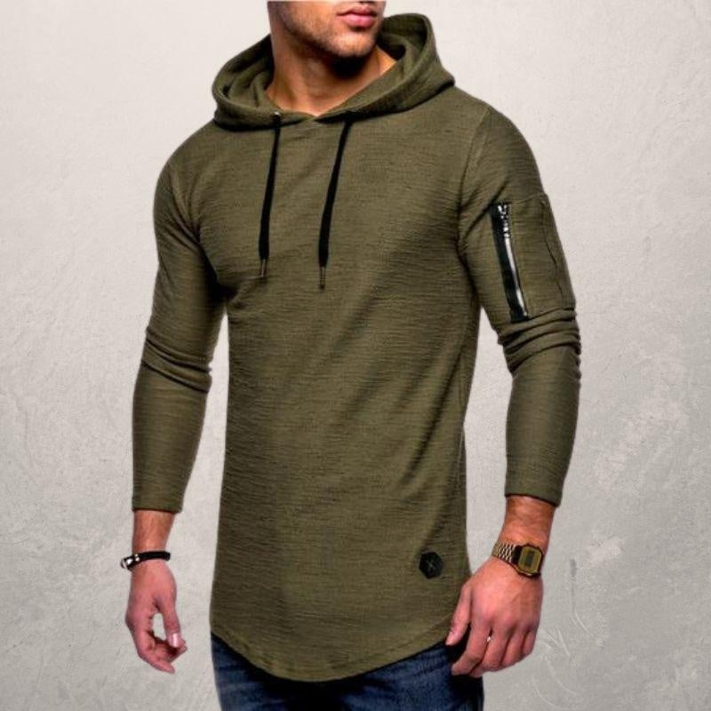 Slanke Hoodie Heren met Mouwzak | Ronde Zoom | 5 Kleuren