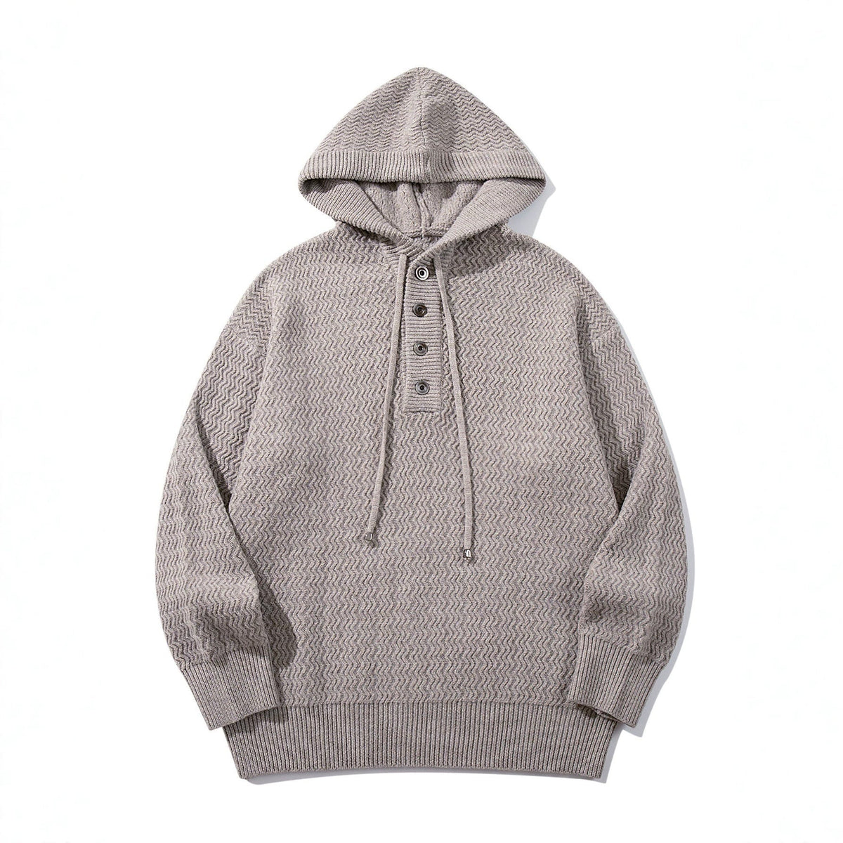 Gebreide Hoodie Heren met Knoopsluiting | Structuurbreisel | 3 Kleuren