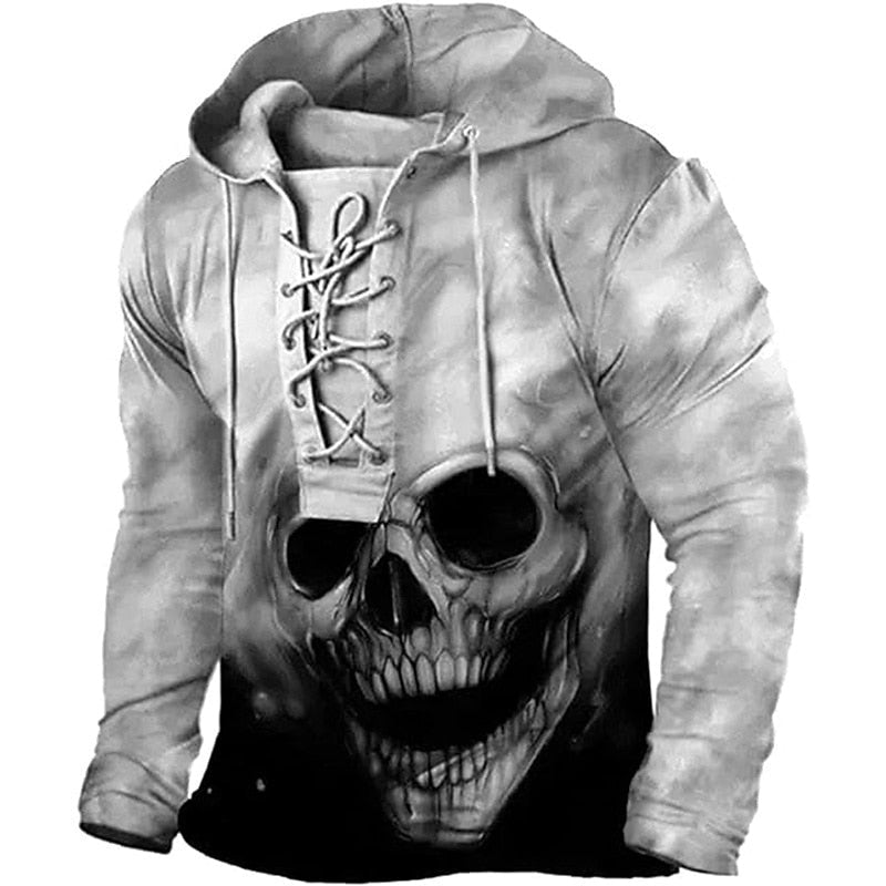 Doodskop Hoodie Heren | Vetersluiting Hals | 4 Designs