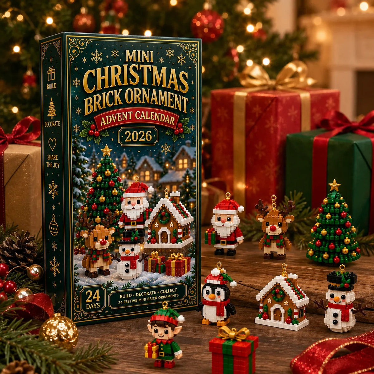 Adventskalender met 24 Mini Bouwsets | Kersthangers om te Bouwen