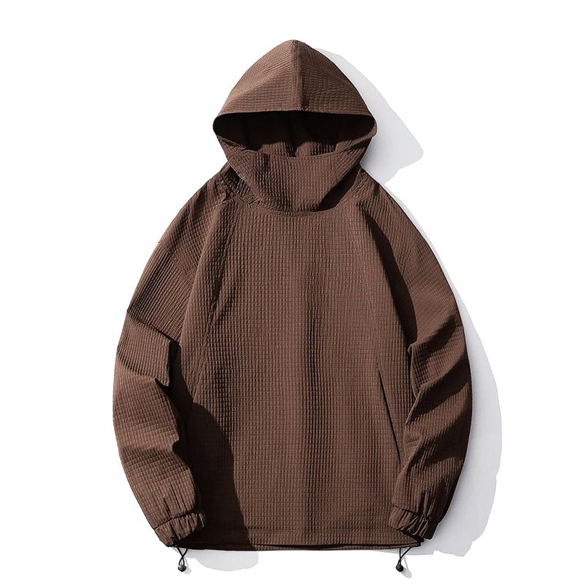 Oversized Hoodie Heren | Wafelstructuur | Hoge Kraag | Koord in de Zoom