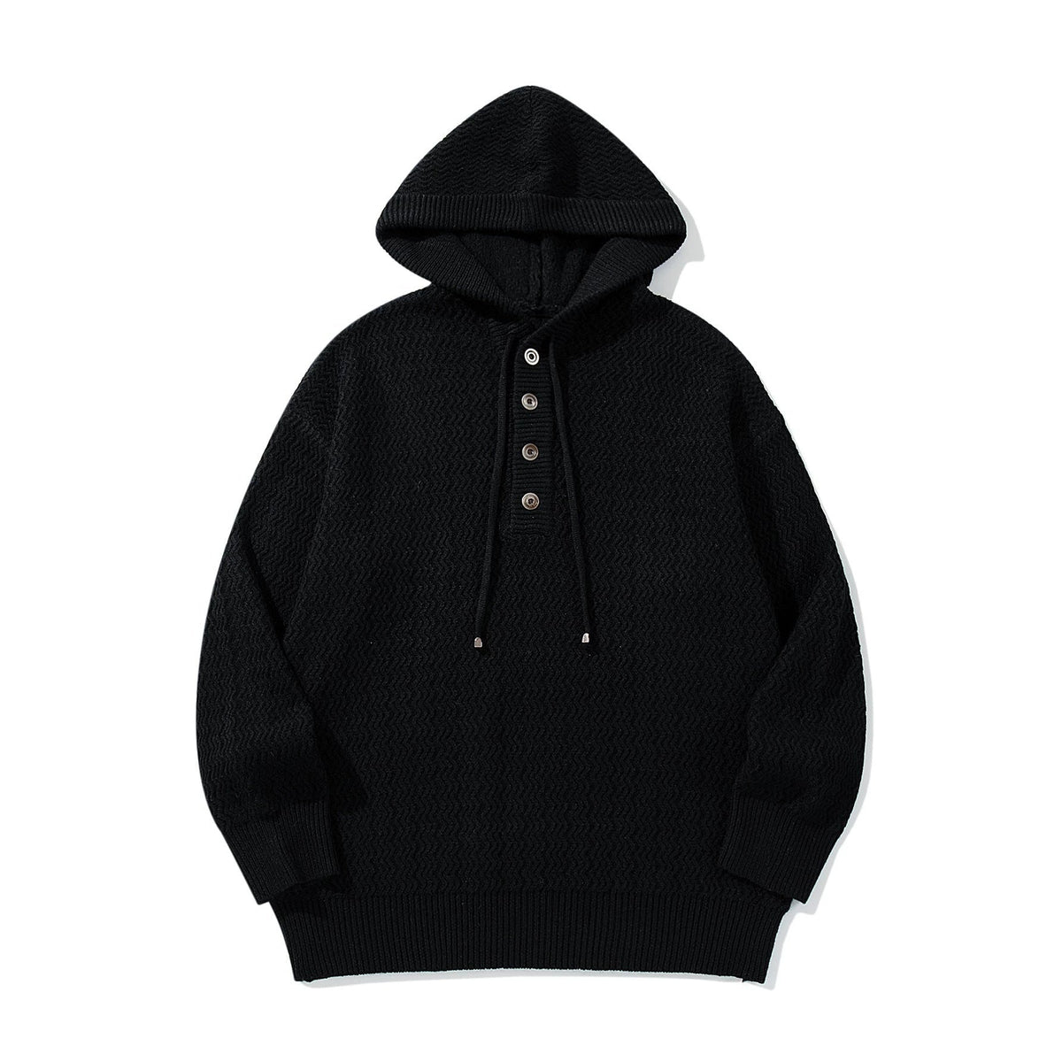 Gebreide Hoodie Heren met Knoopsluiting | Structuurbreisel | 3 Kleuren