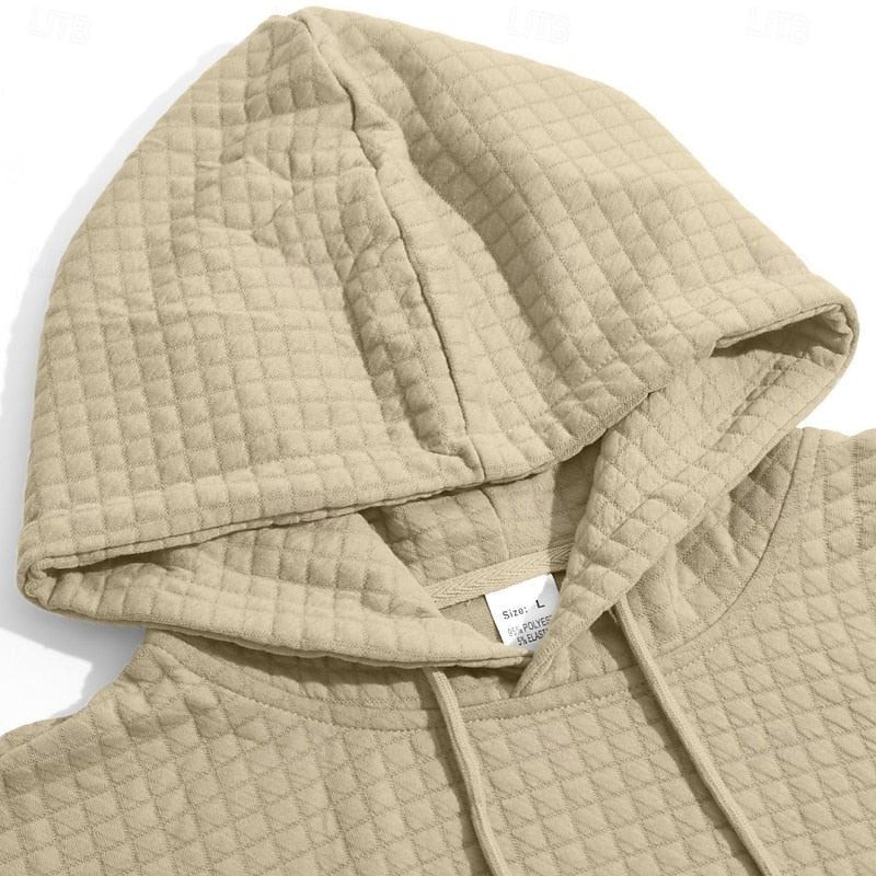 Hoodie Heren met Ruitstructuur | Borstembleem | 4 Kleuren