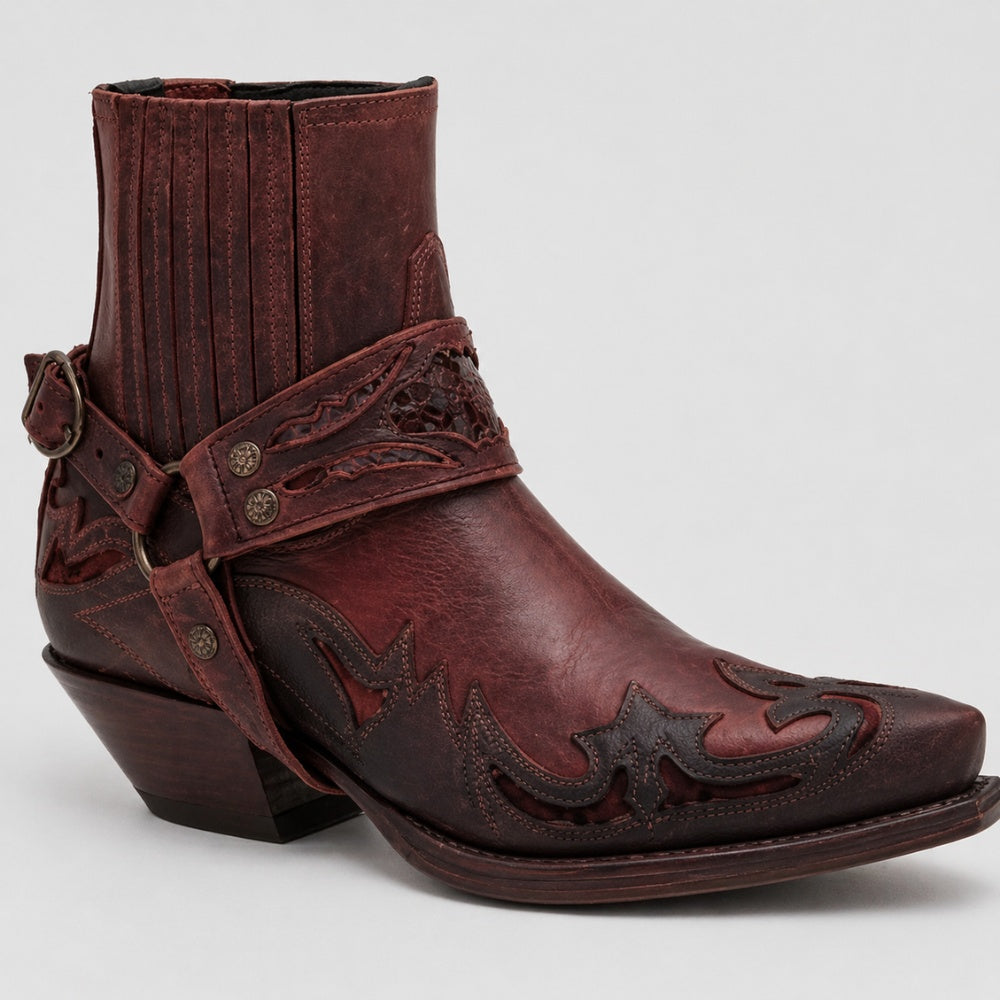 Cowboylaarzen Heren met Harnas | Enkelhoog | Westernapplicaties | 4 Kleuren