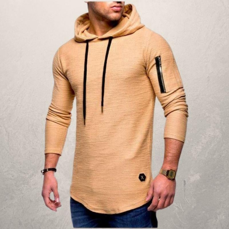Slanke Hoodie Heren met Mouwzak | Ronde Zoom | 5 Kleuren