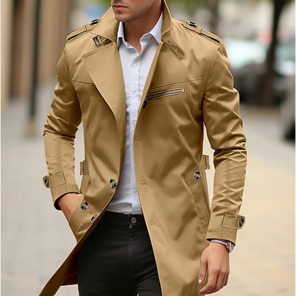 Trenchcoat Heren | Slim Fit | Waterafstotend | Epauletten