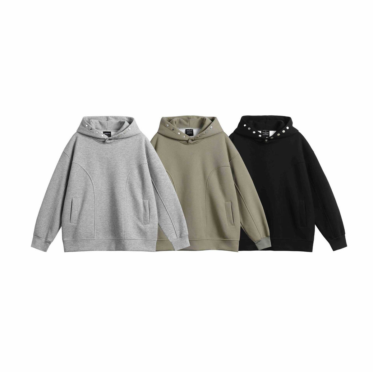 Oversized Hoodie Heren met Drukknopen | Paspelzakken | 3 Kleuren