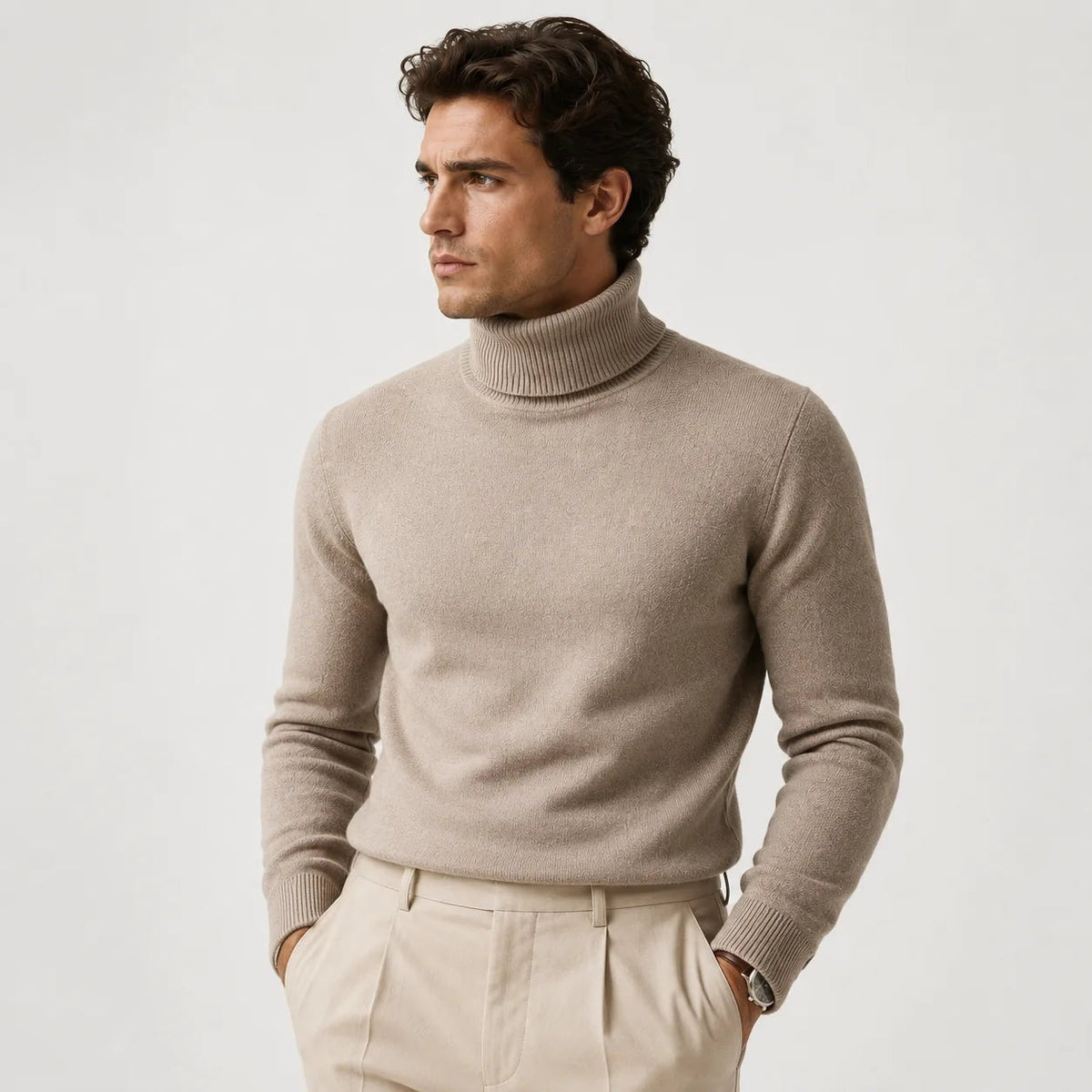 Gebreide Coltrui Heren | Geribde Col | Regular Fit | Fijngebreid