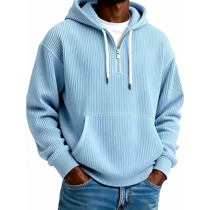 Half Zip Hoodie Heren met Ribstructuur | Hoge Kraag | 10 Kleuren