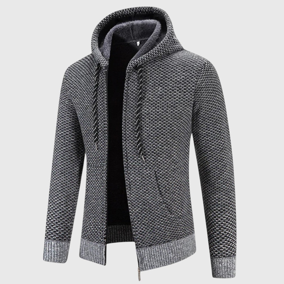 Gebreid Vest met Capuchon Heren | Gevoerd | Rits | Grof Breisel