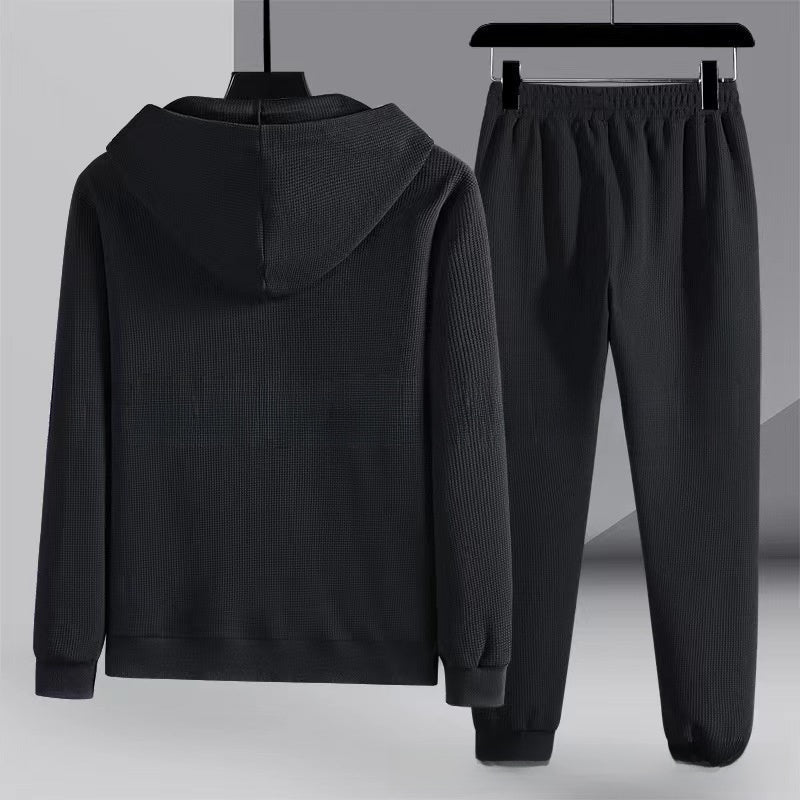 Wafelstructuur Joggingpak Heren | Hoodie met Rits | Tot 6XL