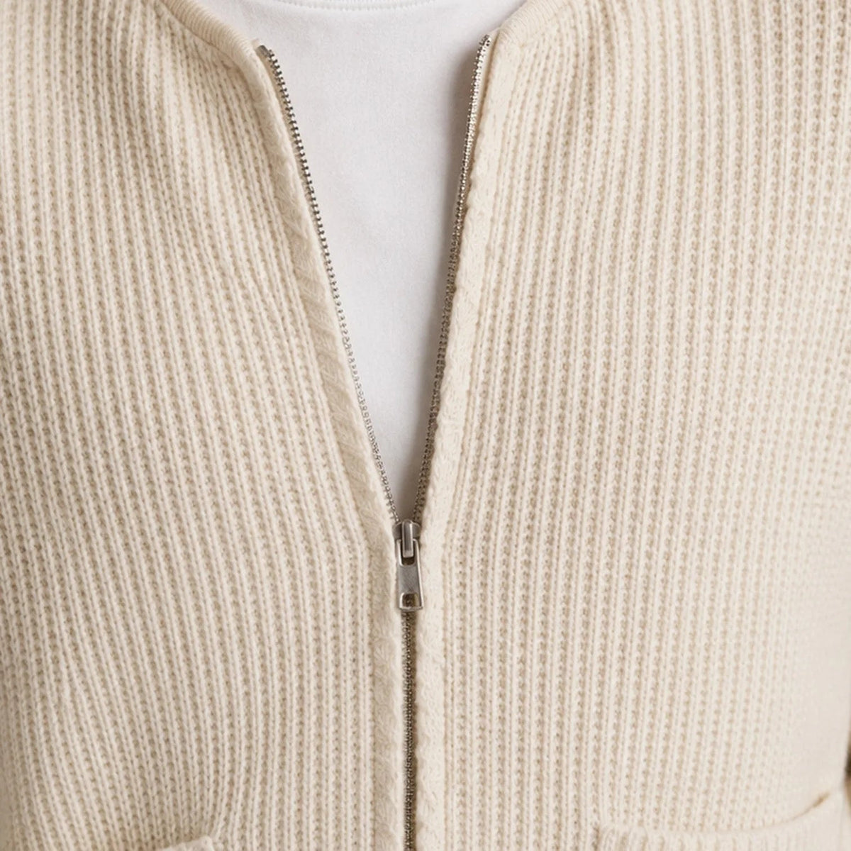 Vest met Rits Heren | Ronde Hals | Ribgebreid | Zakken