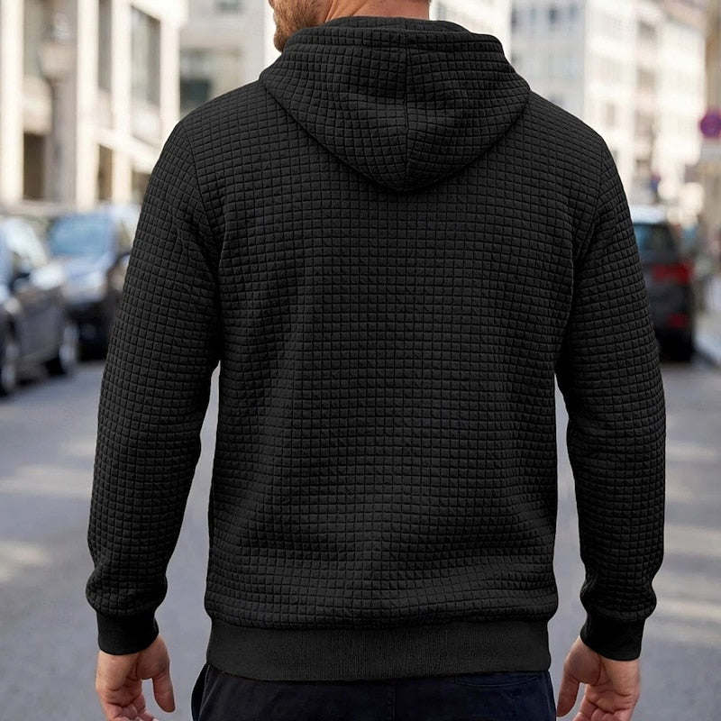 Hoodie Heren met Ruitstructuur | Borstembleem | 4 Kleuren
