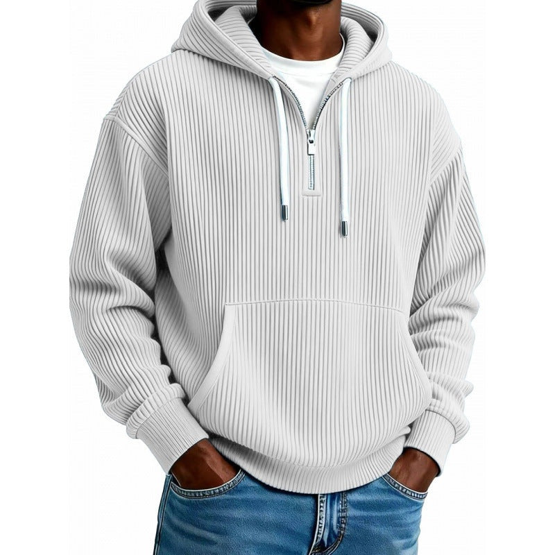 Half Zip Hoodie Heren met Ribstructuur | Hoge Kraag | 10 Kleuren