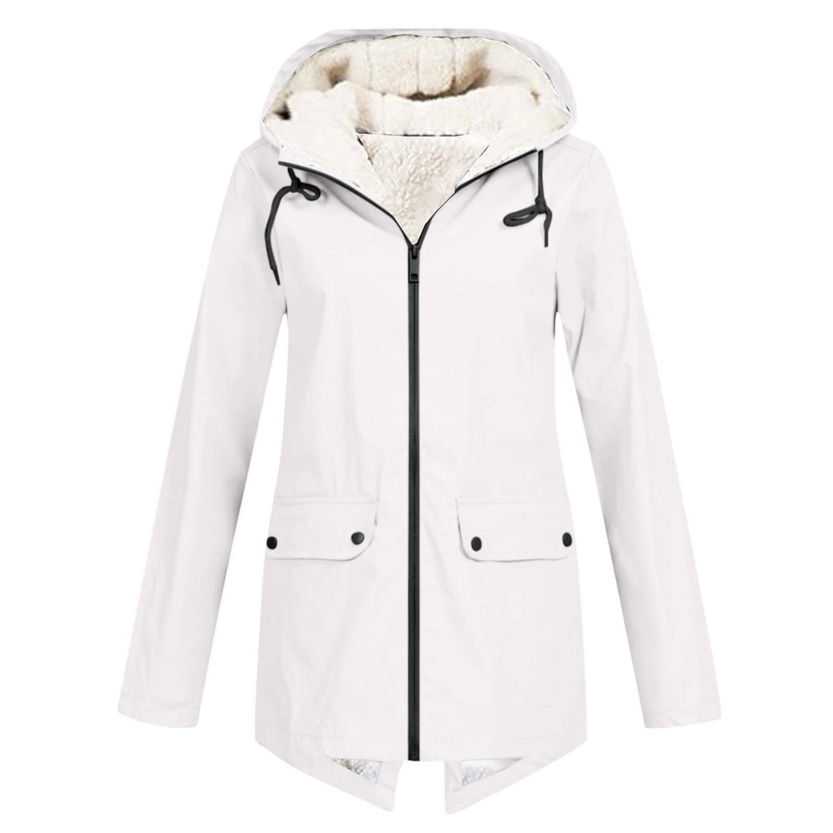 Gevoerde Regenjas Dames met Capuchon | Fleecevoering | Waterafstotend | 8 Kleuren