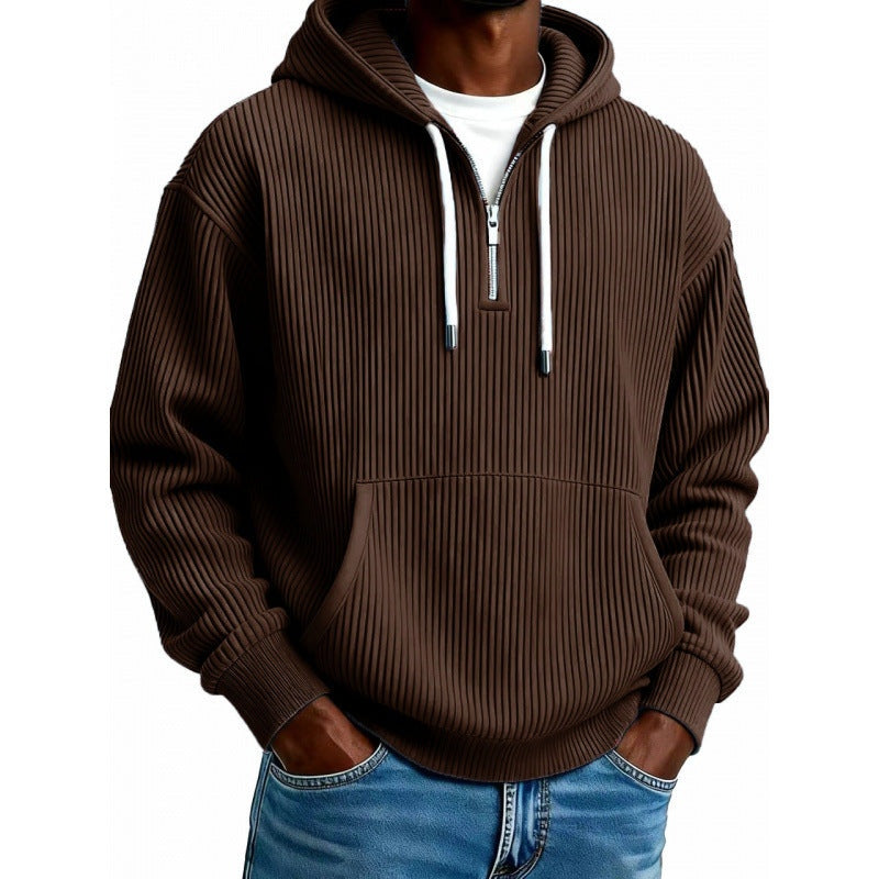 Half Zip Hoodie Heren met Ribstructuur | Hoge Kraag | 10 Kleuren