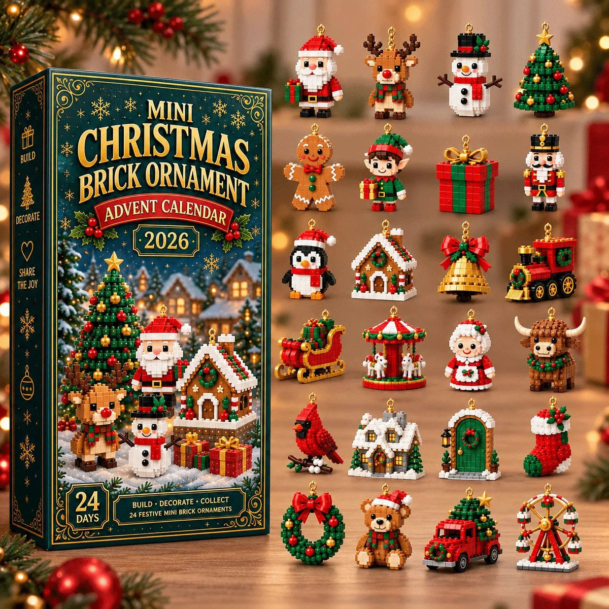 Adventskalender met 24 Mini Bouwsets | Kersthangers om te Bouwen