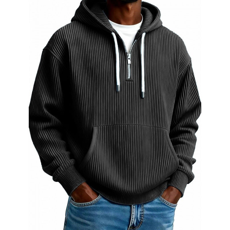 Half Zip Hoodie Heren met Ribstructuur | Hoge Kraag | 10 Kleuren