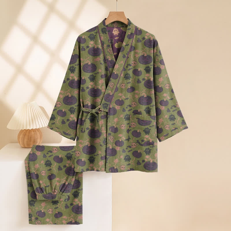 Pompoen Kimono Pyjamaset Heren | Monstertjes | Paars of Groen