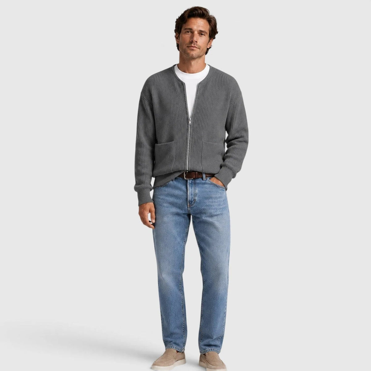 Vest met Rits Heren | Ronde Hals | Ribgebreid | Zakken