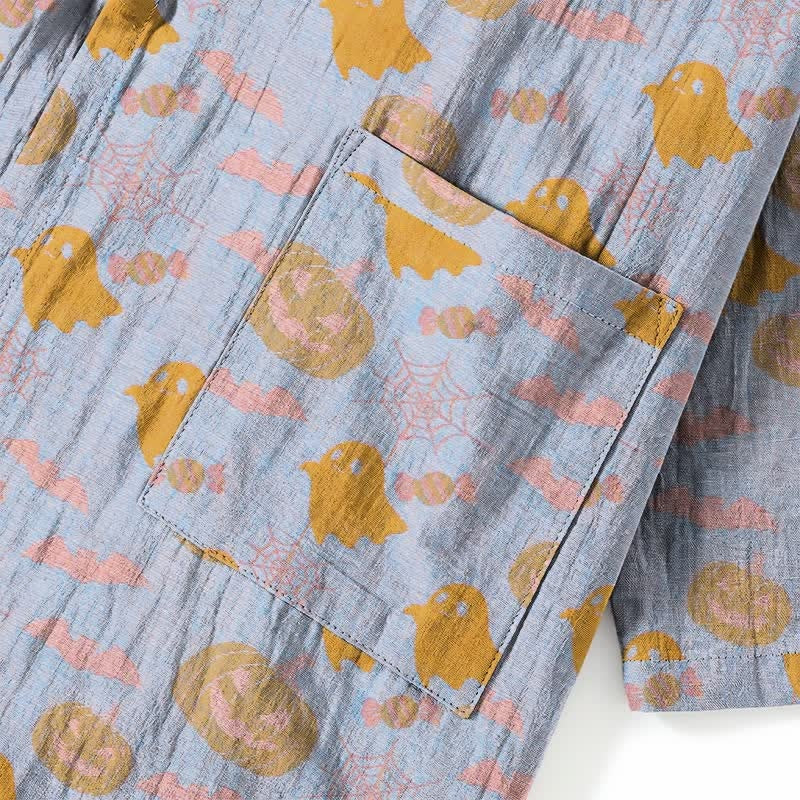 Halloween Kimono Pyjamaset Heren | Pompoenen, Spoken, Vleermuizen | 8 Kleuren