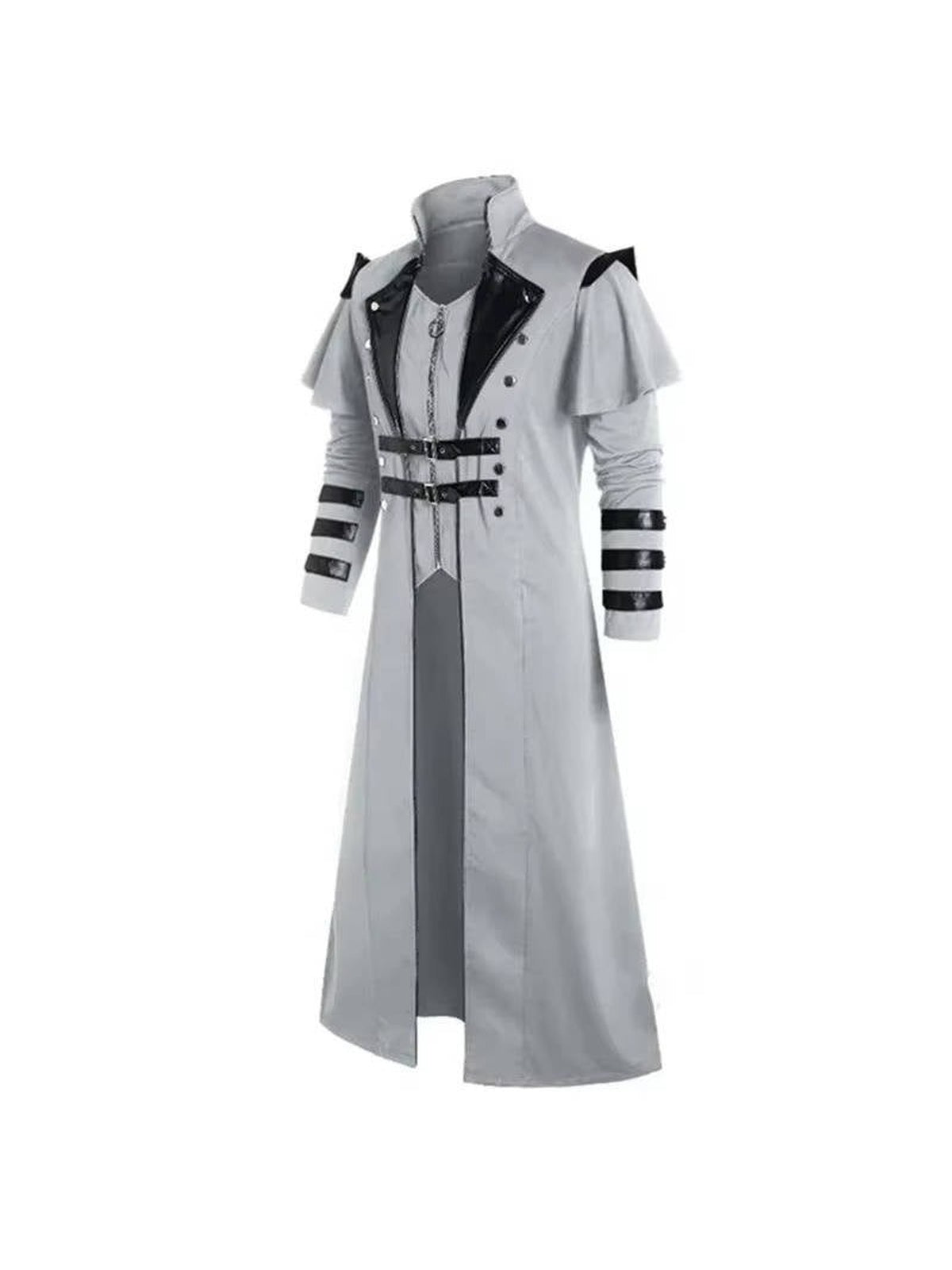 Grijze gothic jas, open voorkant